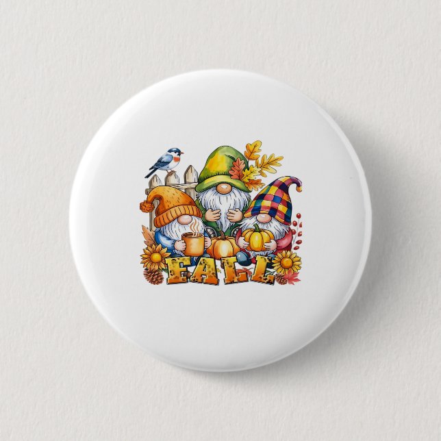 Fall Gnomes Sublimation Autumn Love Classic T-Shir Button (Front)