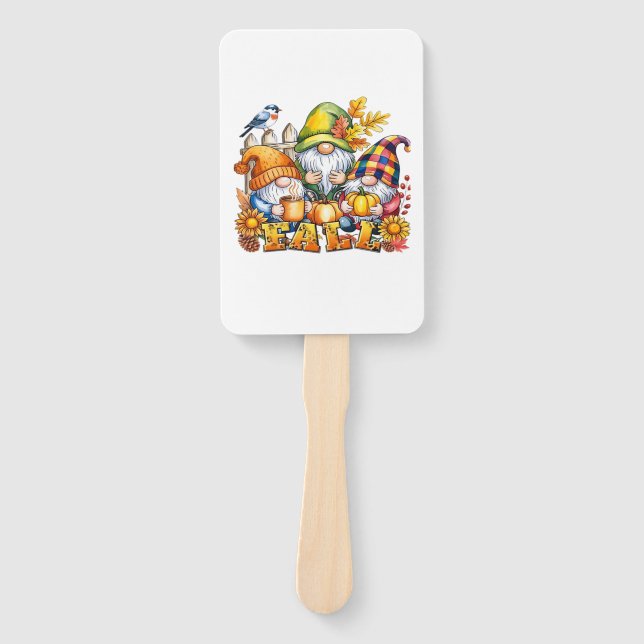 Fall Gnomes Sublimation Autumn Love Classic T-Shir Hand Fan (Front)