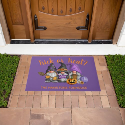 Fall Gnomes Trio Watercolor Halloween Doormat