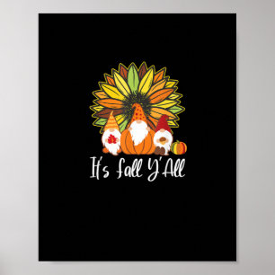 Fall Gnomes With Autumn Pumpkin It’s Fall Y’all Poster