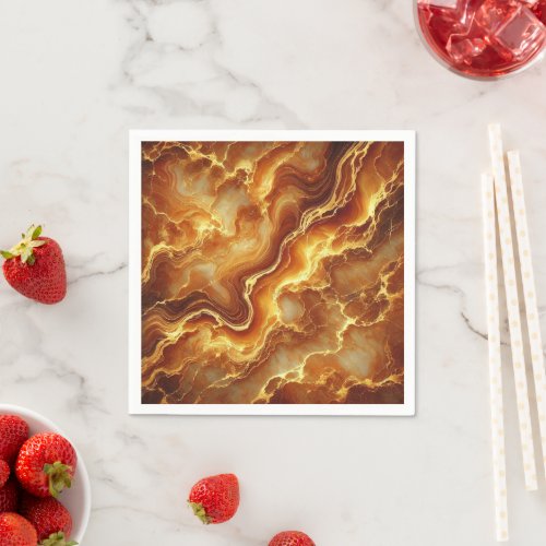 Fall Gold &amp; Amber Marble Texture Decoupage Napkins