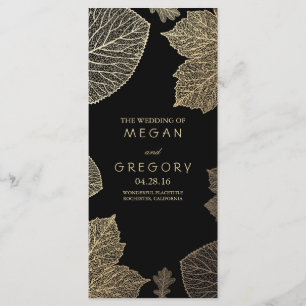 Fall Gold and Black Leaves Wedding Programs