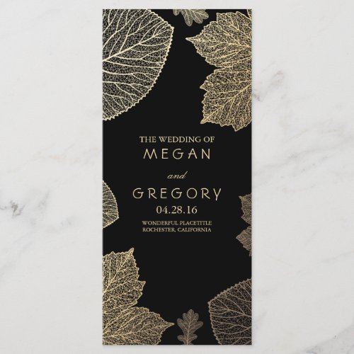 Fall Gold and Black Leaves Wedding Programs