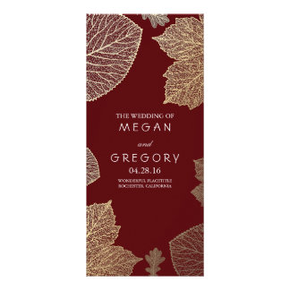 Fall Gold and Burgundy Leaves Wedding Programs