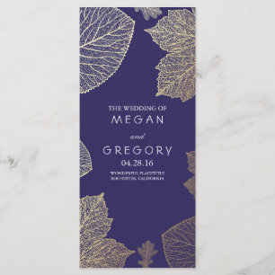 Fall Gold and Navy Leaves Wedding Programs