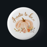 Fall gold foil floral pumpkin Auntie to be Button<br><div class="desc">Fall gold foil floral pumpkin Auntie to be Button 
Matching items are available.</div>