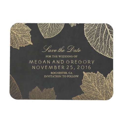 Fall Gold Leaves Chalkboard Save the Date Magnet
