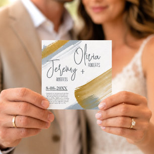 Fall Gold Modern Elegant Save the Date Wedding Magnetic Invitation