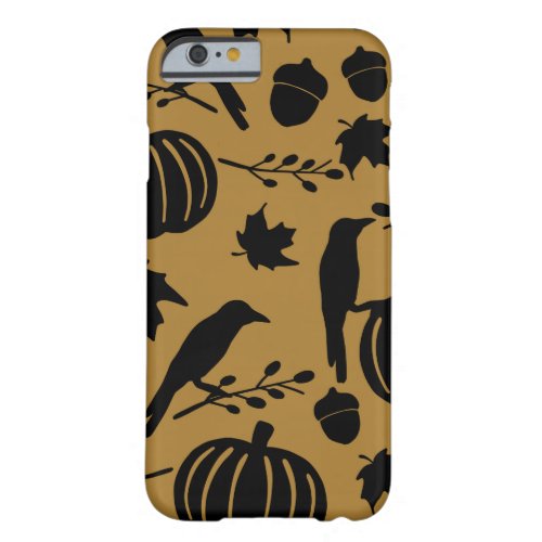 Fall Gold Orange Yellow Black Crow Autumn Pumpkin Barely There iPhone 6 Case