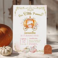 Fall Gold Pink Princess Pumpkin Carriage Birthday