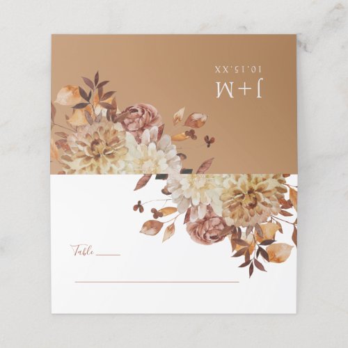 Fall Gold Terracotta Watercolor Floral Wedding Pla Place Card