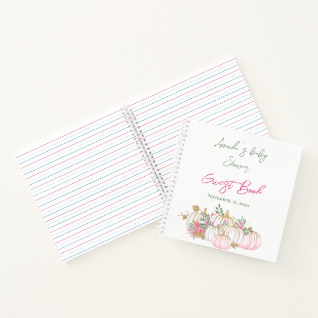 Fall Gold White and Pink Pumpkin Guest Book  (Inside)