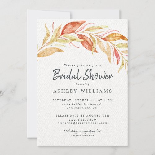Fall Golden Foliage Bridal Shower Invitation