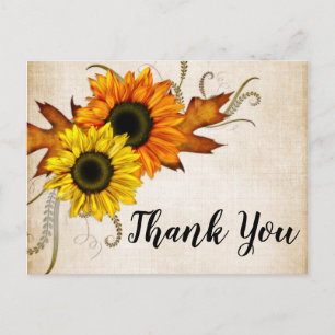 Fall Golden & Orange Bridal Shower Thank You Postcard