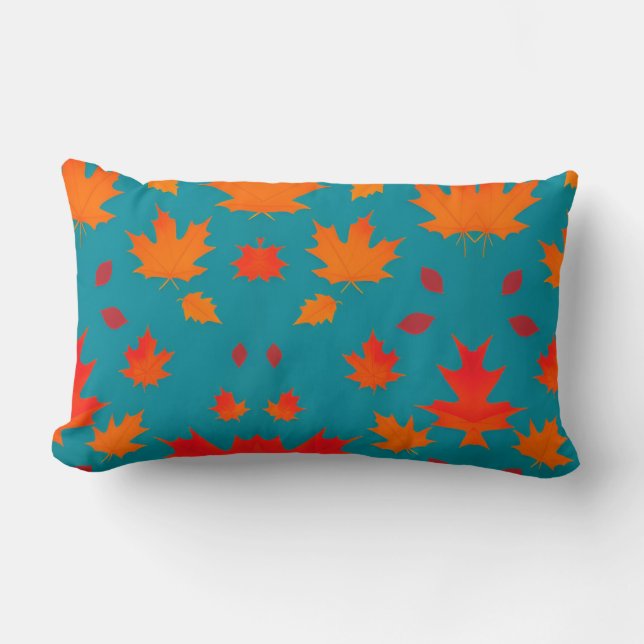 Fall golden orange leaves falling through the air lumbar pillow (Front)