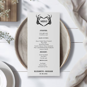 Fall Gothic Halloween Skull Wedding Menu