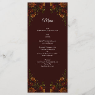 Fall Gothic Wedding Rustic Maroon Menu