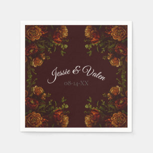 Fall Gothic Wedding Rustic Maroon Napkins