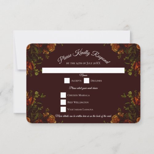 Fall Gothic Wedding Rustic Orange Maroon Invitation