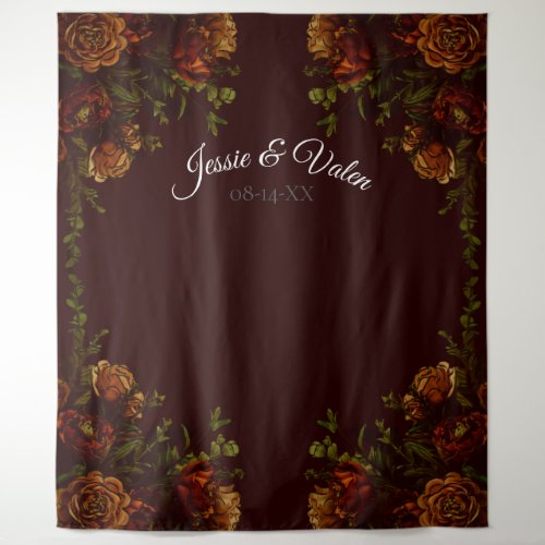 Fall Gothic Wedding Rustic Orange Maroon Tapestry