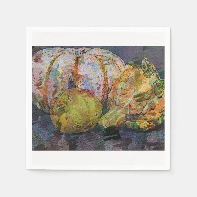 Fall Gourds and Pumpkin Digital Art Napkins (Front)