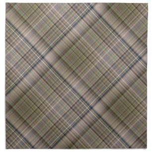Fall Grass Brown and Olive Green Plaid Cloth Napkin