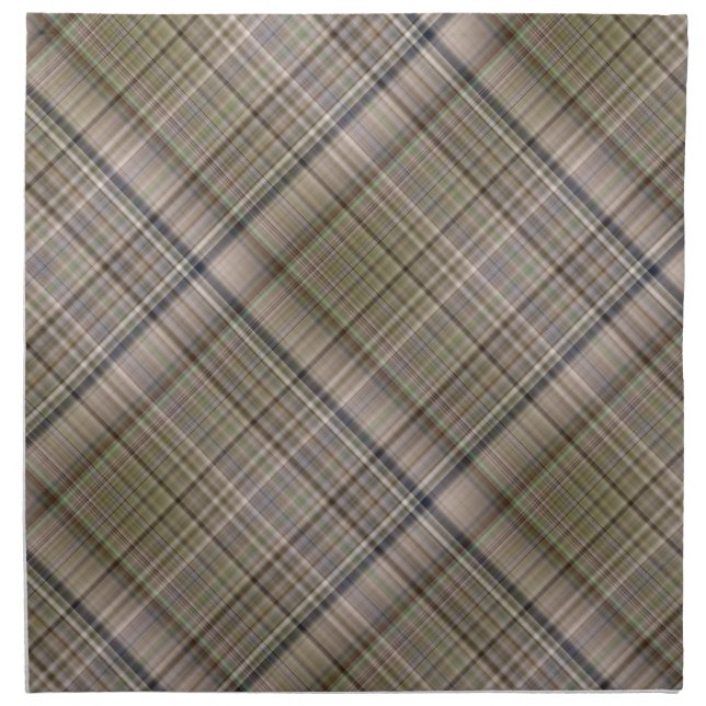 Fall Grass Brown and Olive Green Plaid Cloth Napkin (Front)
