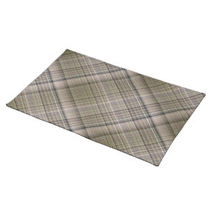 Fall Grass Brown and Olive Green Plaid Cloth Placemat