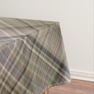 Fall Grass Brown and Olive Green Plaid Tablecloth
