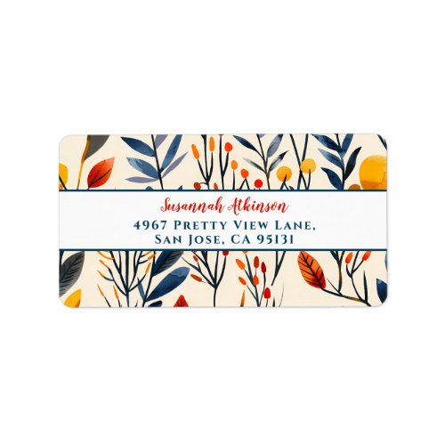 Fall Grasses and Wildflower Floral Return Address Label