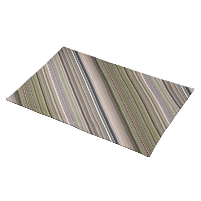Fall Grasses Brown and Green Stripe Cloth Placemat (On Table)