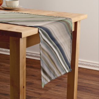 Fall Grasses Brown and Green Stripe Short Table Runner