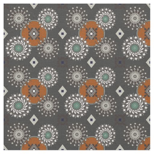 Fall Gray and Rust Brown Pattern Fabric
