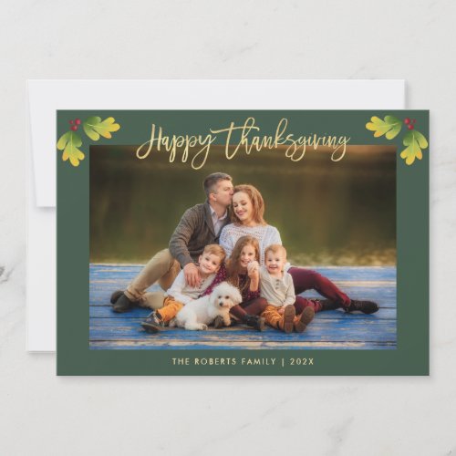 fall green gold foil thanksgiving holiday photo