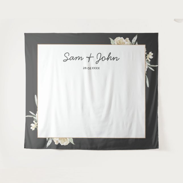 Fall Greenery Autumn Wedding Photo Booth Backdrop (Front (Horizontal))