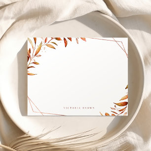 Fall Greenery Geometric Personalized Stationery Note Card