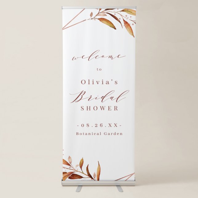 Fall Greenery Geometric Rustic Bridal Shower Sign (Front)