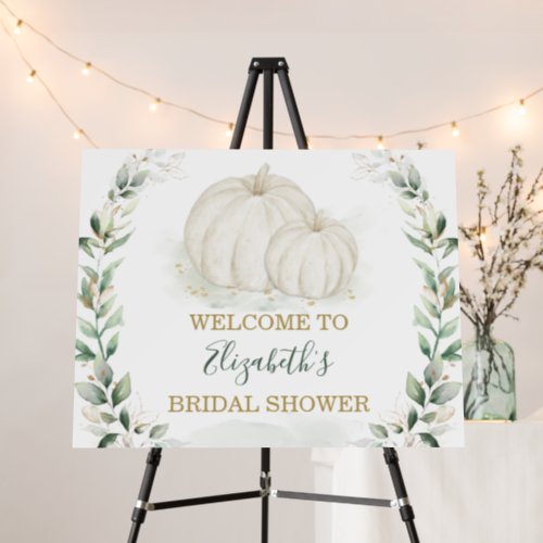Fall Greenery Gold Pumpkin Bridal Shower Welcome Foam Board