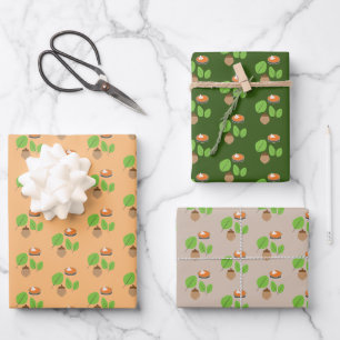Fall Greenery Leaf Autumn Pumpkin Pie Wrapping Paper Sheets