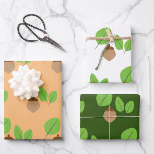 Fall Greenery  Leaf Autumn Time  Wrapping Paper Sheets