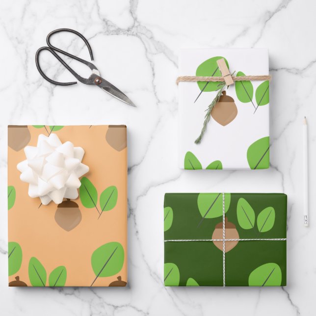 Fall Greenery  Leaf Autumn Time  Wrapping Paper Sheets (Front)