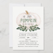 Fall Greenery Little Pumpkin Baby Shower Invitation (Front)