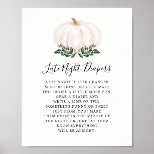 Fall Greenery Pumpkin Last Night Diapers Game Poster