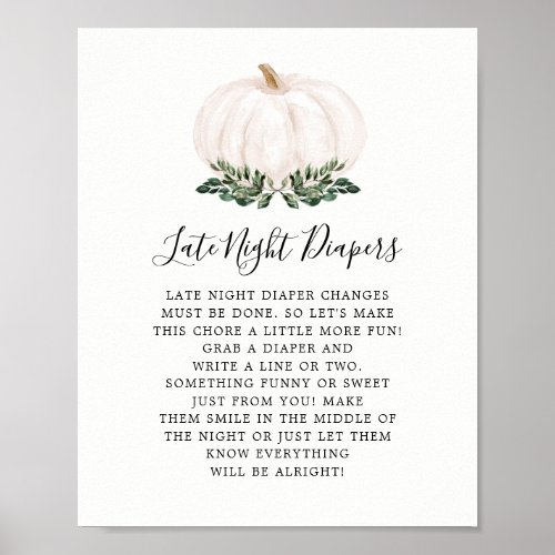 Fall Greenery  Pumpkin Last Night Diapers Game Poster