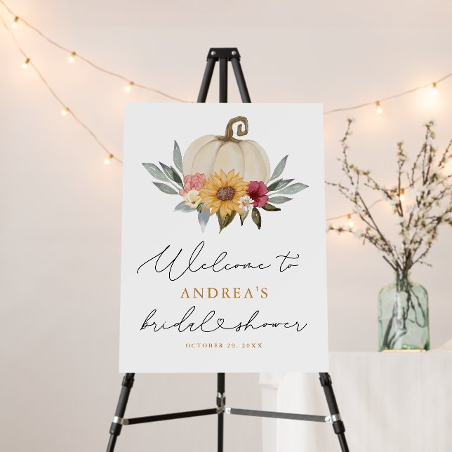 Fall Greenery Pumpkin Sunflower Bridal Shower Foam Board (In Situ (Stand))