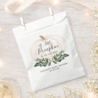 Fall Greenery White Pumpkin Baby Shower  Favor Bag