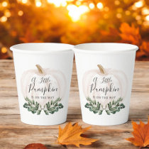 Fall Greenery White Pumpkin Baby Shower Paper Cups