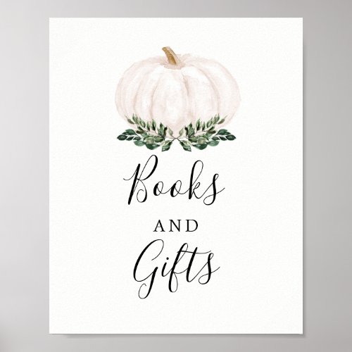 Fall Greenery White Pumpkin Books and Gifts Sign