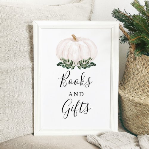 Fall Greenery White Pumpkin Books and Gifts Sign