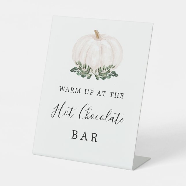 Fall Greenery White Pumpkin Hot Chocolate Bar Sign (Front)